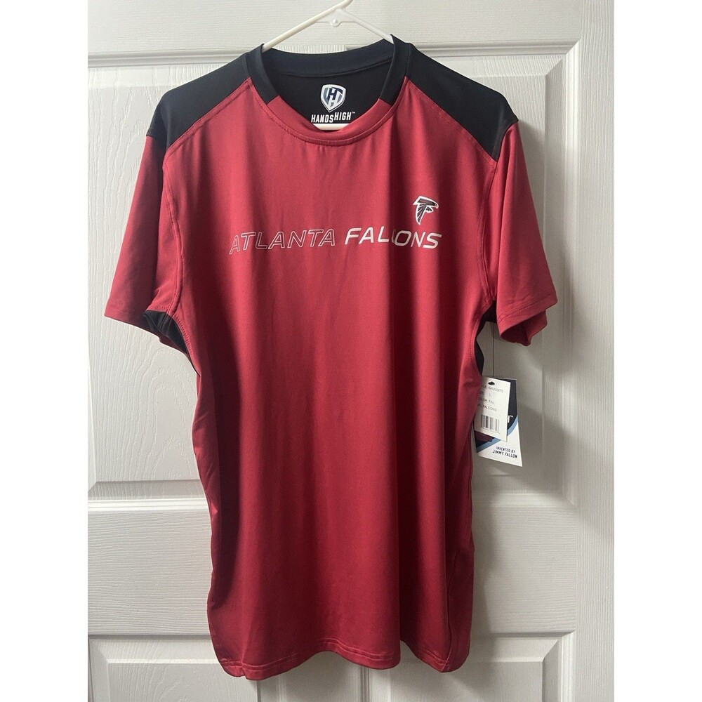 Atlanta Falcons T shirt Mens Large Red Black Short Sleeved Football Stretch